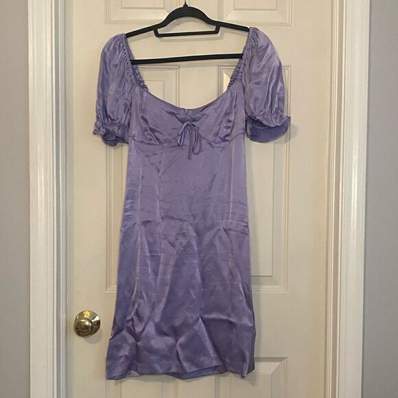 STAUD Kimberly Satin Mini Dress in Lilac - Picture 6 of 7
